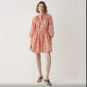 J Crew Ruffle Collar Mini Dress in Cotton Poplin Floral Bouquet
